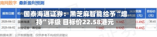 国泰海通证券：黑芝麻智能给予“增持”评级 目标价22.58港元-第2张图片