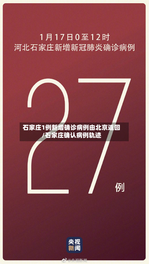 石家庄1例新增确诊病例由北京返回/石家庄确认病例轨迹