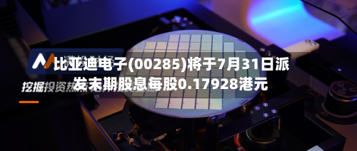 比亚迪电子(00285)将于7月31日派发末期股息每股0.17928港元